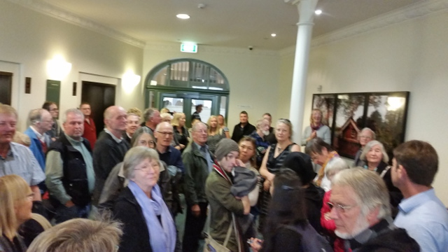 Long Bay - Okura Great Park Society convenor Chris Bettany addressing supporters after the decision